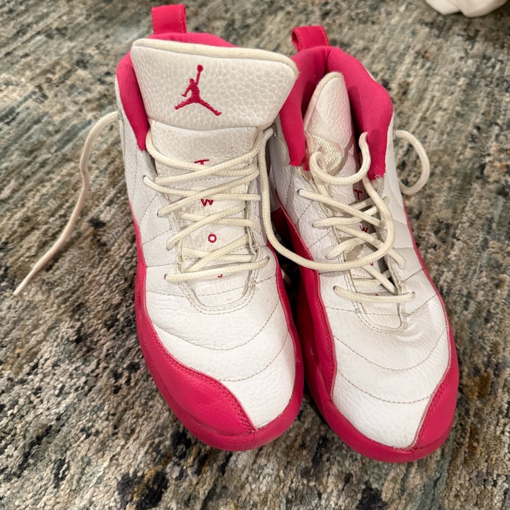 Jordan Pink and White Mid-Top Sneakers 👟